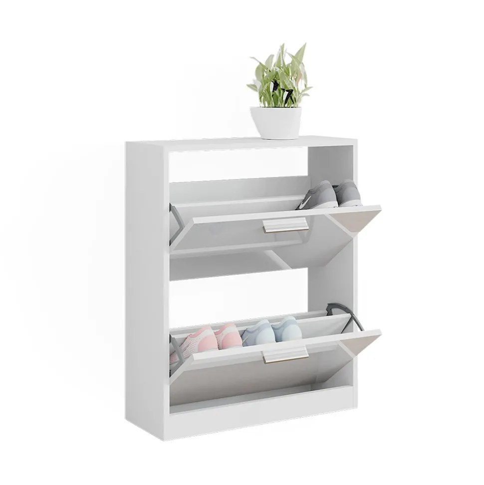 Schuhschrank Gizmo Weiß Hochglanz 59 x 72.5 cm 2 Fächern Vicco