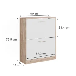 Schuhschrank Gizmo Weiß/Sonoma 59 x 72.5 cm 2 Fächern Vicco