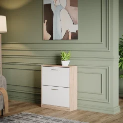 Schuhschrank Gizmo Weiß/Sonoma 59 x 72.5 cm 2 Fächern Vicco