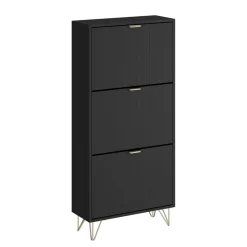 Schuhschrank Helge Schwarz 60 x 128.5 cm 3 Fächer Vicco