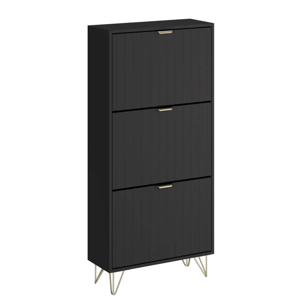 Schuhschrank Helge Schwarz 60 x 128.5 cm 3 Fächer Vicco