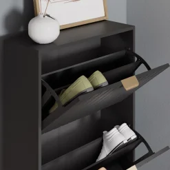 Schuhschrank Helge Schwarz 60 x 128.5 cm 3 Fächer Vicco