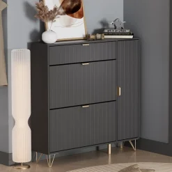 Schuhschrank Helge Schwarz 108 x 107.5 cm Vicco