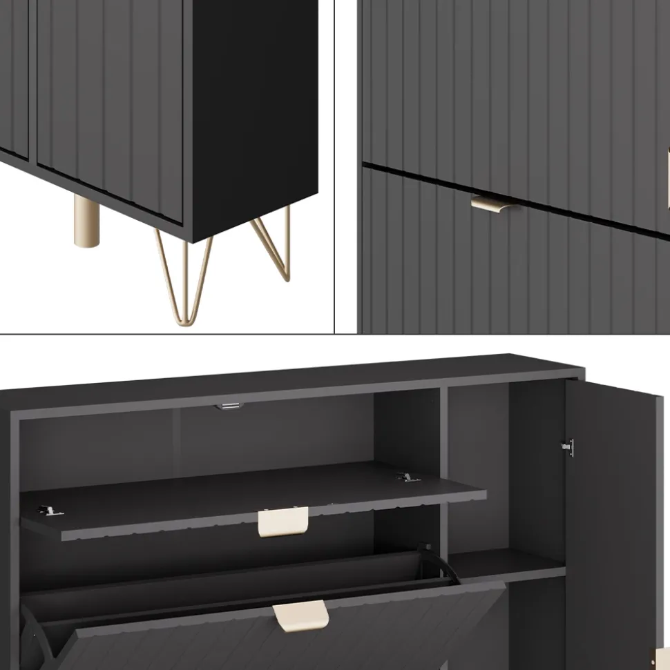 Schuhschrank Helge Schwarz 108 x 107.5 cm Vicco