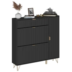 Schuhschrank Helge Schwarz 108 x 107.5 cm Vicco