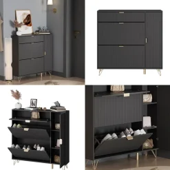 Schuhschrank Helge Schwarz 108 x 107.5 cm Vicco