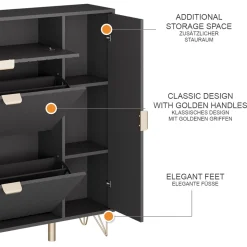 Schuhschrank Helge Schwarz 108 x 107.5 cm Vicco