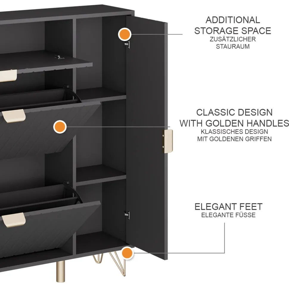 Schuhschrank Helge Schwarz 108 x 107.5 cm Vicco