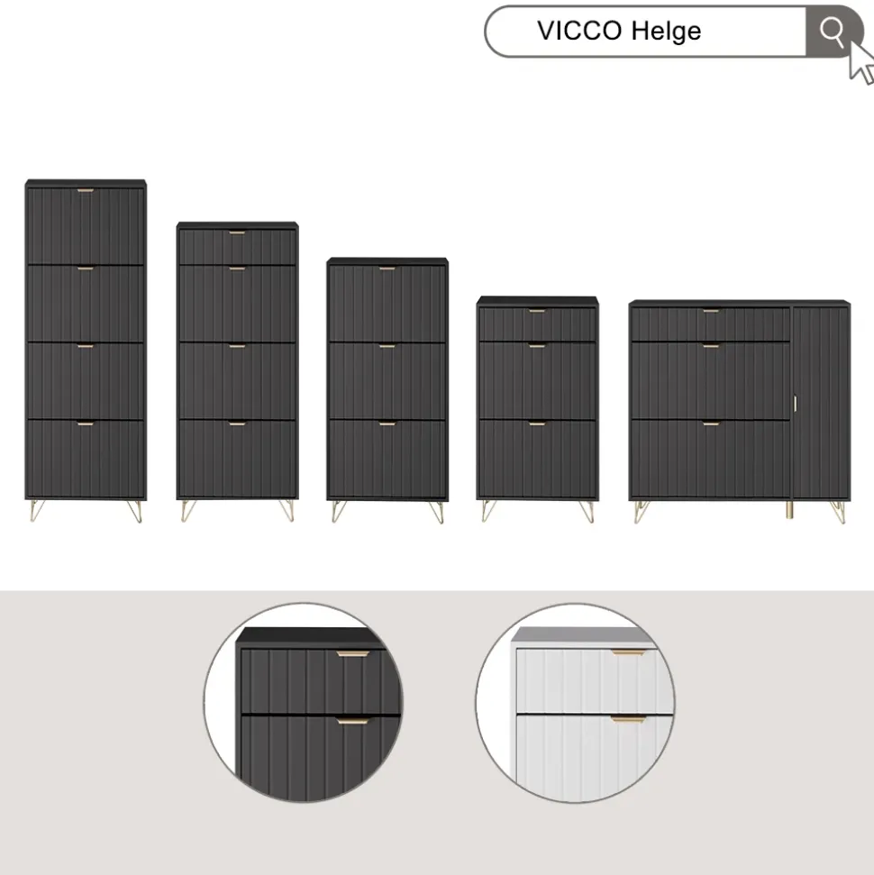 Schuhschrank Helge Schwarz 108 x 107.5 cm Vicco