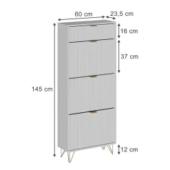 Schuhschrank Helge Weiß 60 x 145 cm 3 Fächer Vicco