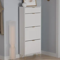 Schuhschrank Helge Weiß 60 x 145 cm 3 Fächer Vicco