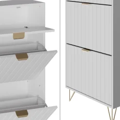 Schuhschrank Helge Weiß 60 x 145 cm 3 Fächer Vicco