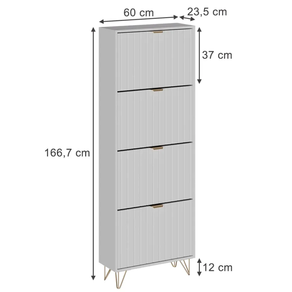 Schuhschrank Helge Weiß 60 x 166.7 cm 4 Fächer Vicco