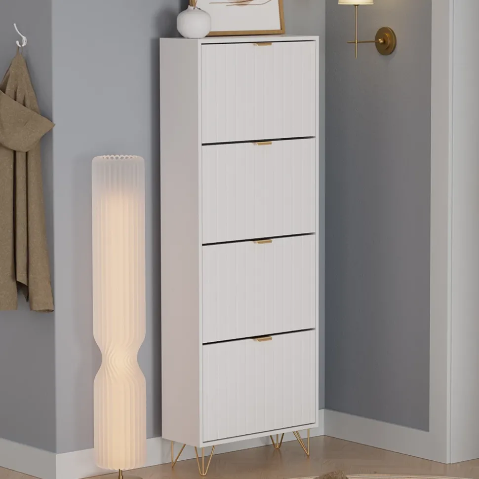 Schuhschrank Helge Weiß 60 x 166.7 cm 4 Fächer Vicco