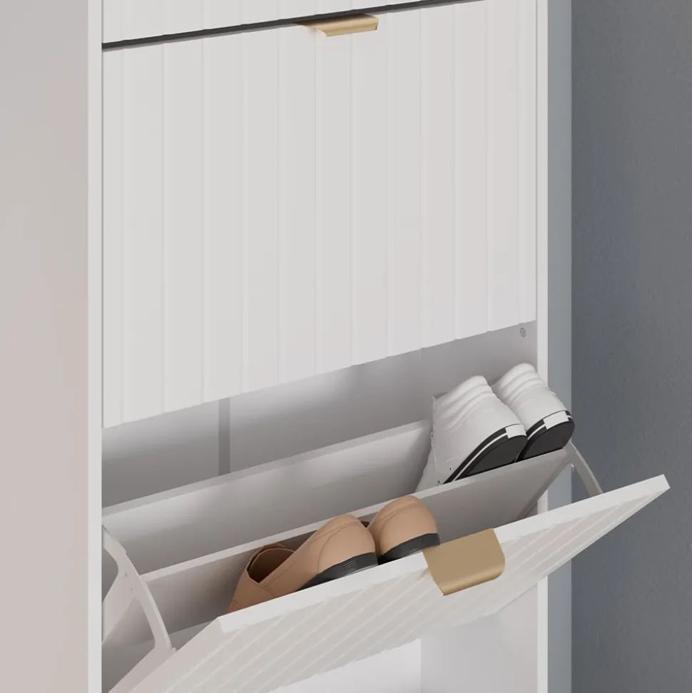 Schuhschrank Helge Weiß 60 x 166.7 cm 4 Fächer Vicco