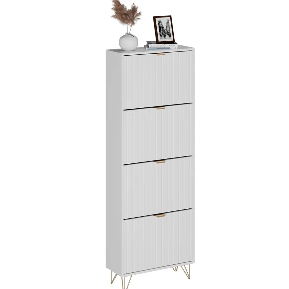 Schuhschrank Helge Weiß 60 x 166.7 cm 4 Fächer Vicco