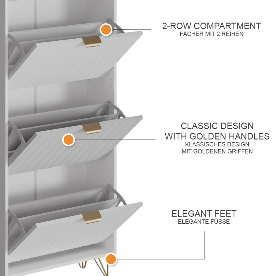 Schuhschrank Helge Weiß 60 x 166.7 cm 4 Fächer Vicco