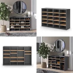 Schuhschrank Lysander Goldkraft Eiche 104 x 65.5 cm Vicco