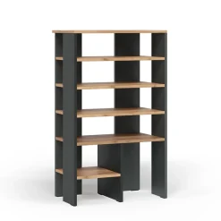 Schuhschrank Marlon Anthrazit/Goldkraft Eiche 60 x 100 cm mit 5 Fächern Vicco