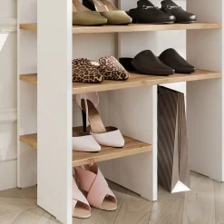 Schuhschrank Marlon Weiß/Goldkraft Eiche 60 x 100 cm mit 5 Fächern Vicco