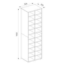 Schuhschrank Paris Sonoma 52.4 x 183.3 cm 22 Fächer Vicco
