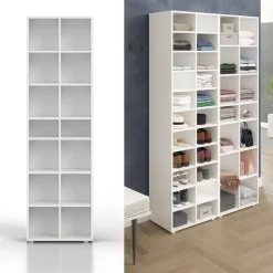 Schuhschrank Paris Weiß 52.4 x 183.3 cm 22 Fächer Vicco