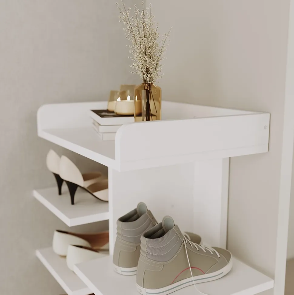 Schuhschrank Stepy Weiß 45 x 114 cm mit 10 Fächern Vicco