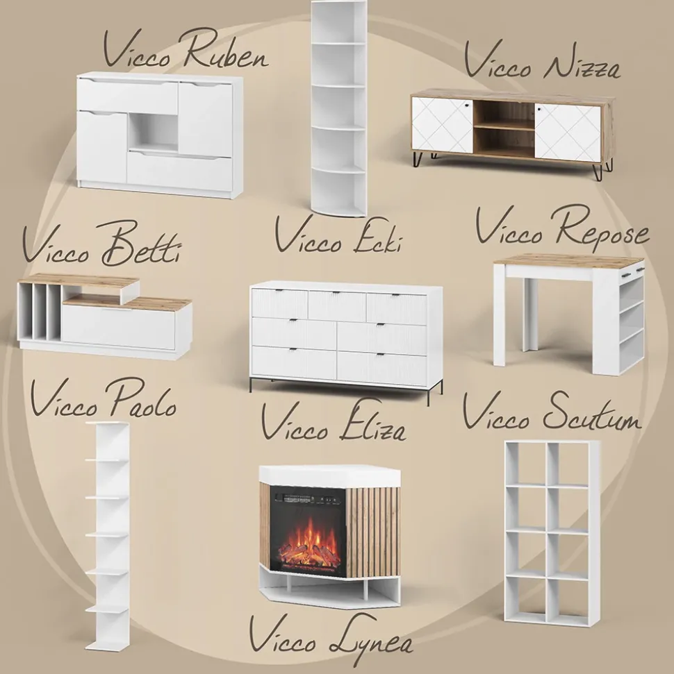 Schuhschrank Stepy Weiß 45 x 114 cm mit 10 Fächern Vicco