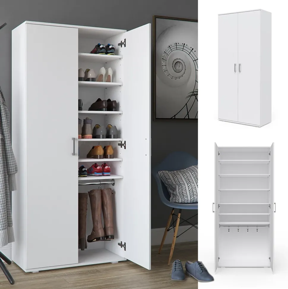 Schuhschrank Torge Weiß 80 x 178 cm Vicco