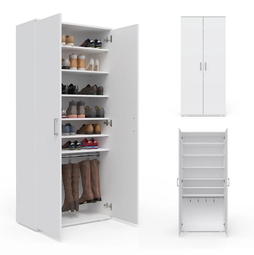 Schuhschrank Torge Weiß 80 x 178 cm Vicco