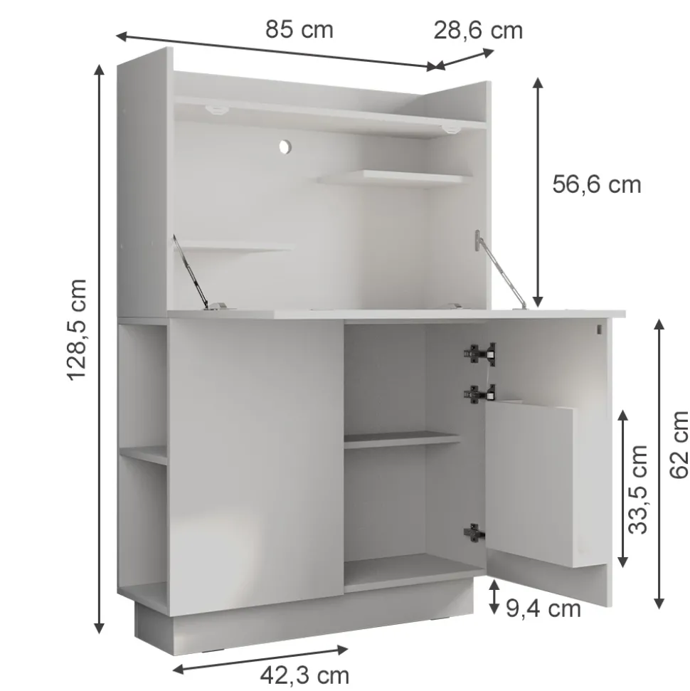Sekretär Schreibtisch Alena Weiß 85 x 27 cm Vicco