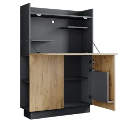 Sekretär Schreibtisch Alena Anthrazit/Goldkraft Eiche 85 x 28.6 cm Vicco