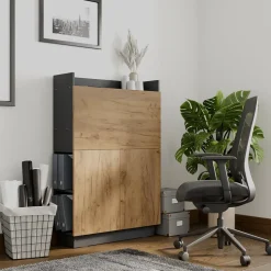 Sekretär Schreibtisch Alena Anthrazit/Goldkraft Eiche 85 x 28.6 cm Vicco