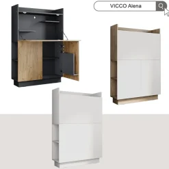 Sekretär Schreibtisch Alena Anthrazit/Goldkraft Eiche 85 x 28.6 cm Vicco