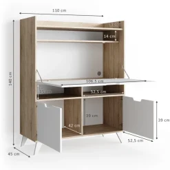 Sekretär Schreibtisch Berdi Sonoma 110 x 45 cm Vicco