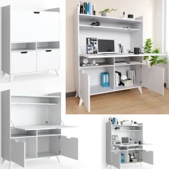 Sekretär Schreibtisch Berdi Weiß 110 x 45 cm Vicco