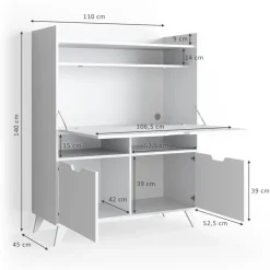Sekretär Schreibtisch Berdi Weiß 110 x 45 cm Vicco