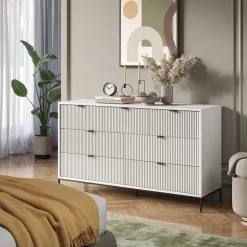 Sideboard Eliza Weiß 42 x 81 cm mit 7 Schubladen Vicco