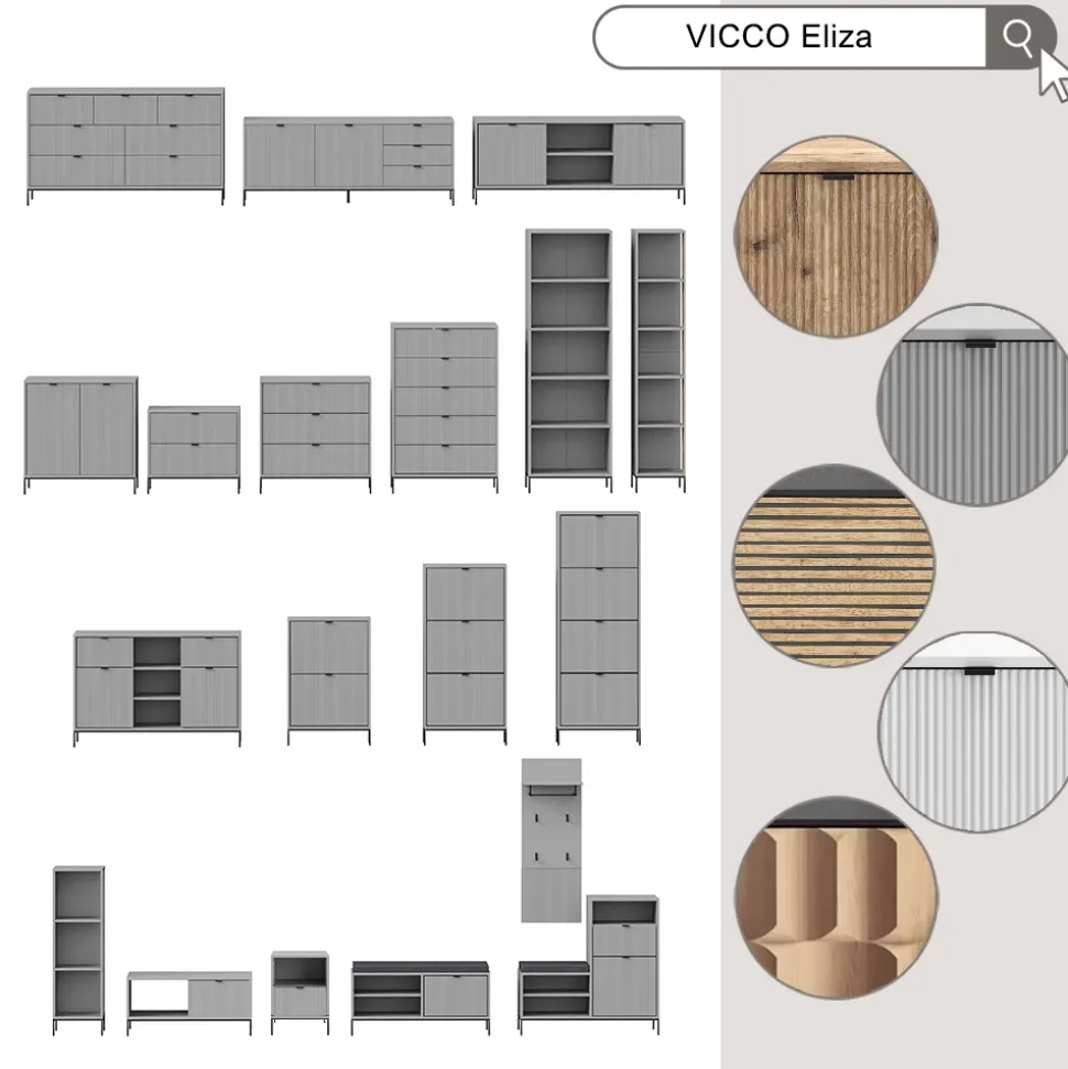 Sideboard Eliza Grau 42 x 81 cm Vicco