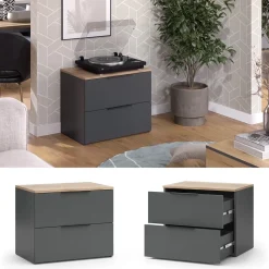 Sideboard Wido Anthrazit 60 x 50 cm mit 2 Schubladen Vicco