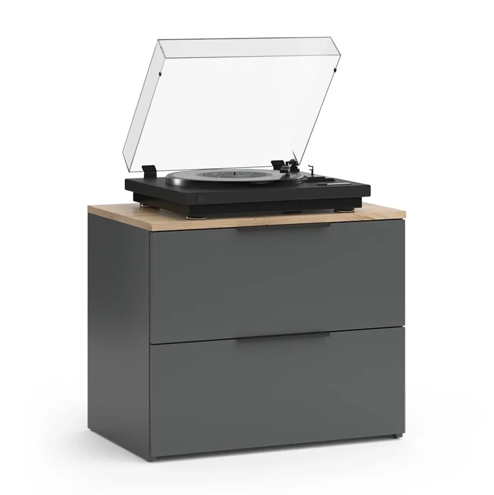 Sideboard Wido Anthrazit 60 x 50 cm mit 2 Schubladen Vicco