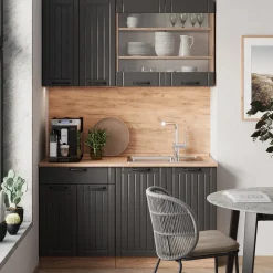 Singleküche Fame-Line Dunkelgrau 140 cm , AP Anthrazit Vicco