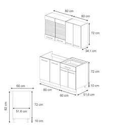Singleküche Fame-Line Dunkelgrau 140 cm , AP Anthrazit Vicco