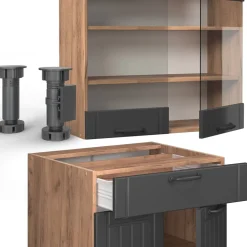 Singleküche Fame-Line Dunkelgrau 140 cm , AP Anthrazit Vicco