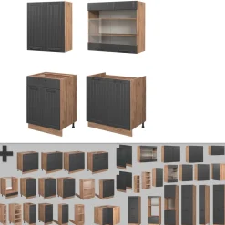 Singleküche Fame-Line Dunkelgrau 140 cm , AP Anthrazit Vicco