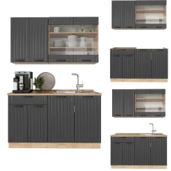 Singleküche Fame-Line Dunkelgrau 140 cm , AP Anthrazit Vicco