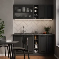 Singleküche R-Line Anthrazit Landhaus/Anthrazit 160 cm , AP Anthrazit Vicco