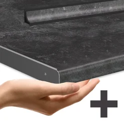 Singleküche R-Line Weiß Hochglanz/Anthrazit 160 cm mit Herdumbauschrank und Spüle mit AP Vicco