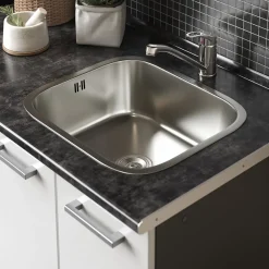 Singleküche R-Line Weiß Hochglanz/Anthrazit 160 cm mit Herdumbauschrank und Spüle mit AP Vicco