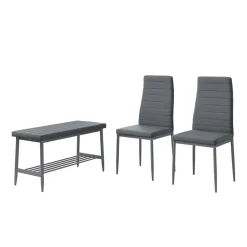 Sitzbank und Stuhl Grand Grau 85 x 46.5 cm 3-teiliges Set Vicco